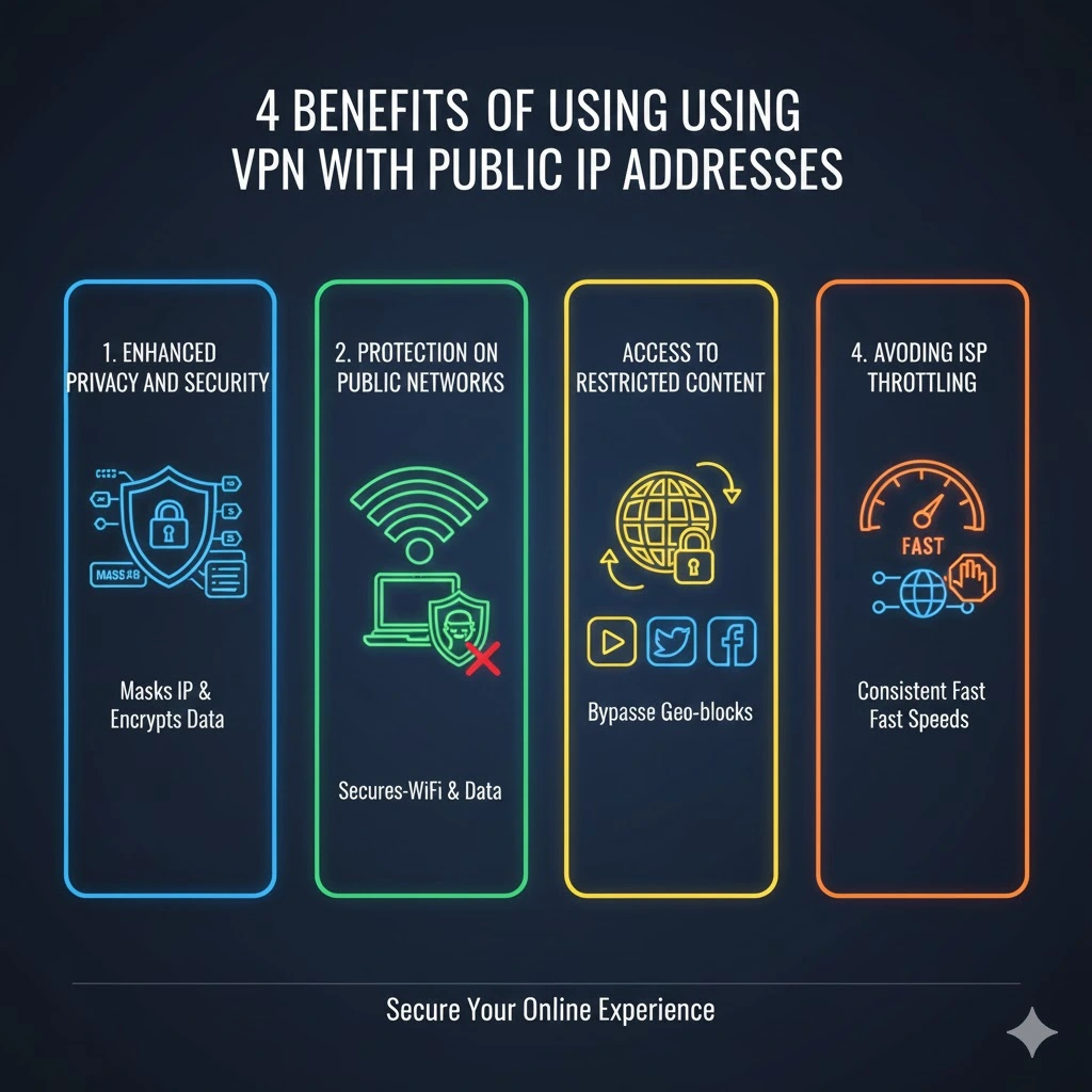 Feature image titled "What Information Can Be Obtained From An IP Address?" illustrating a digital magnifying glass analyzing an IP address. The analysis reveals connected data points including a geolocation map, Internet Service Provider (ISP) details, and network information.
